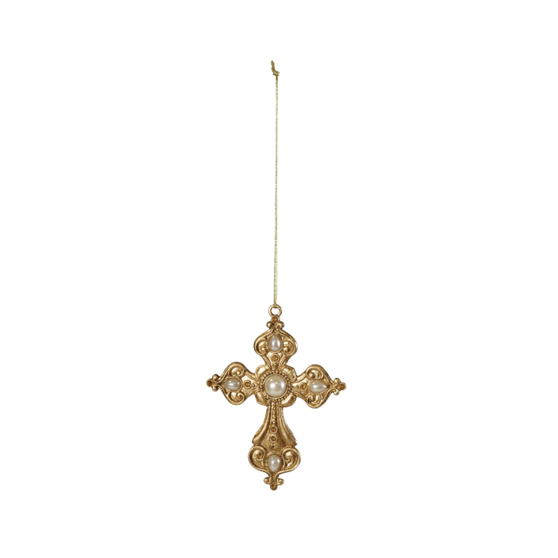 Pewter Cross Ornament with Faux Pearls - Sold Individually, 4 Available Styles