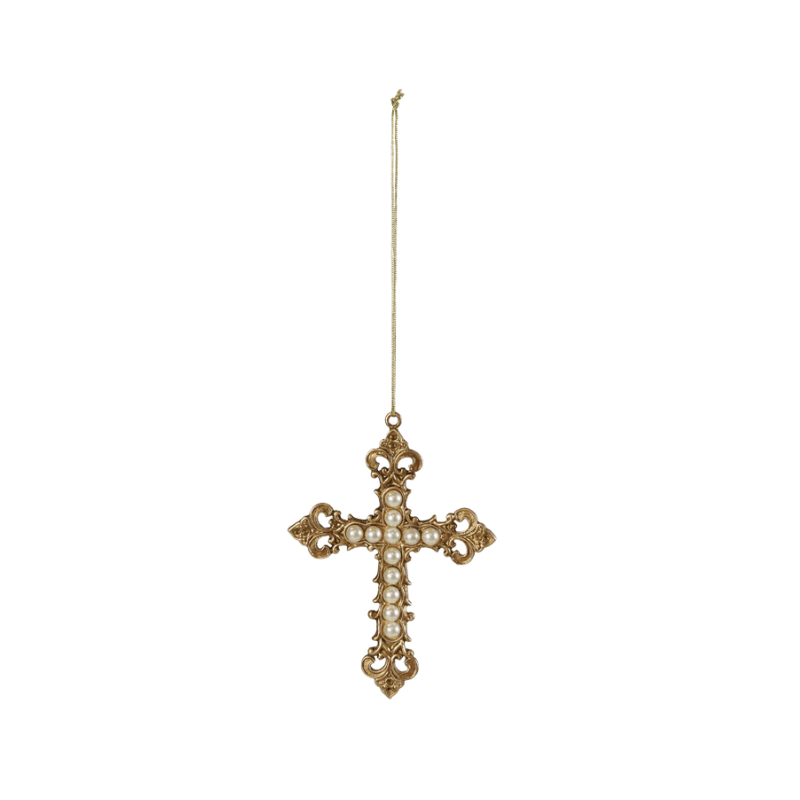 Pewter Cross Ornament with Faux Pearls - Sold Individually, 4 Available Styles