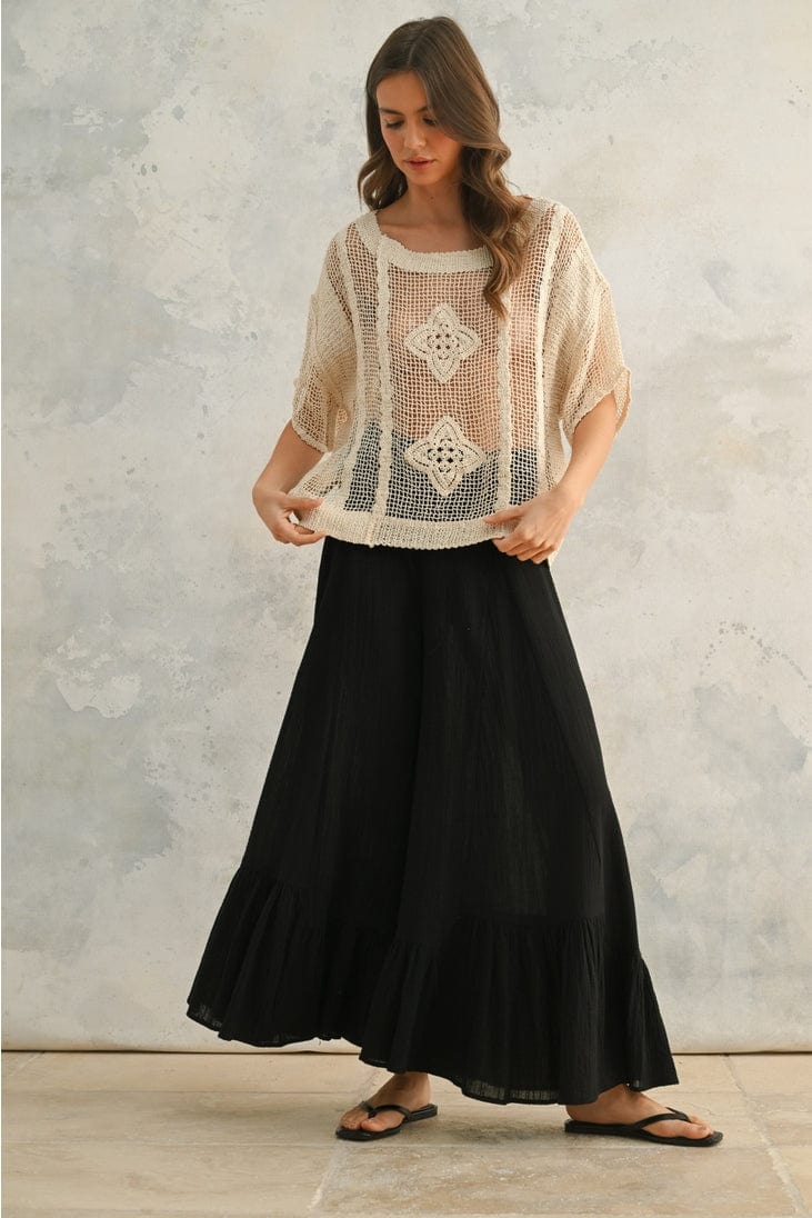 Miou Muse Crochet Knit Short Sleeve Top - Little Miss Muffin Children & Home