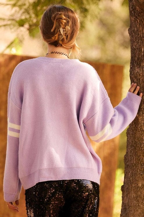Main Strip Main Strip Round Neck With Heart Contrast Sweater - Little Miss Muffin Children & Home