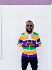 Mardi Gras Creations Thick Stripe Rugby Adult Unisex Zip Up Hoodie - Little Miss Muffin Children & Home