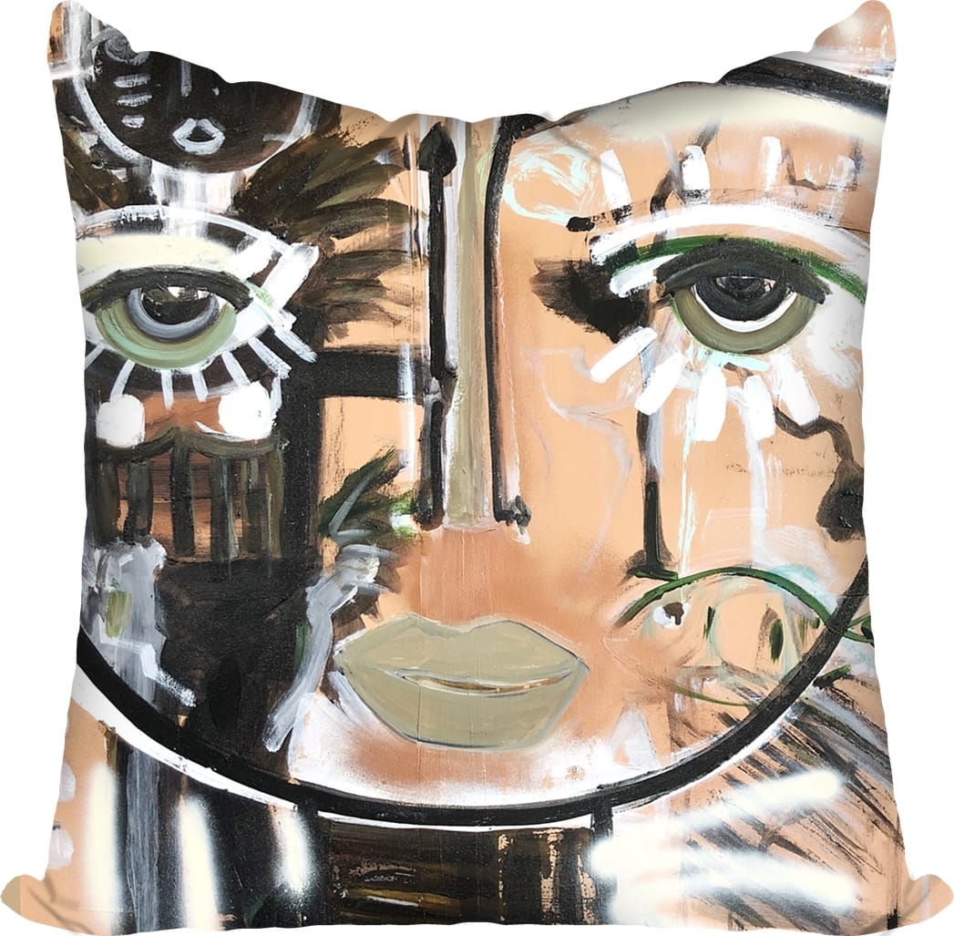 Machina Chica velvet pillow by Windy O'Connor Art