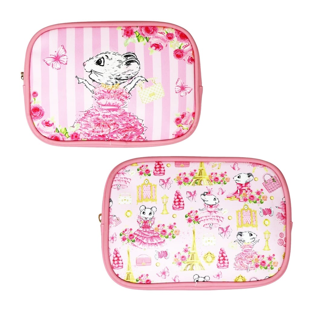 Pink Poppy Pink Poppy Claris the Chicest Mouse in Paris Cosmetic Pouch - Little Miss Muffin Children & Home