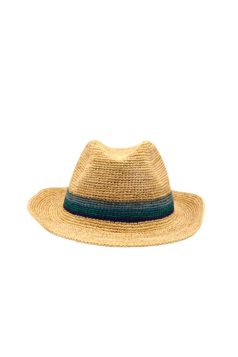Shebobo Shebobo Turquoise & Blue Crochet Fedora Unisex Straw Hat - Little Miss Muffin Children & Home