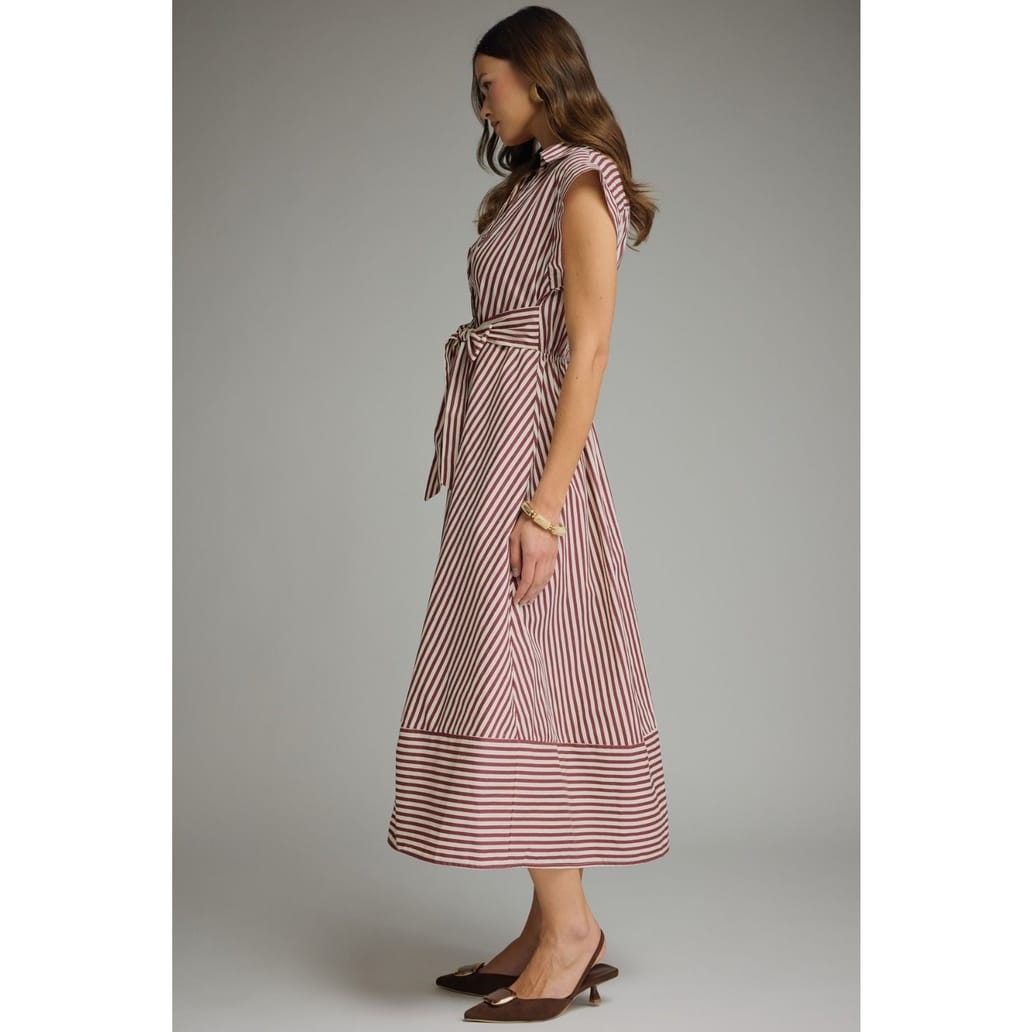 Striped Cap Sleeve Midi Dress, 3 Available Colors