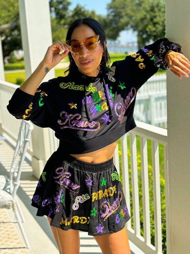 Mardi Gras Creations Mardi Gras Creations Mardi Explosion Crop Hoodie - Little Miss Muffin Children & Home