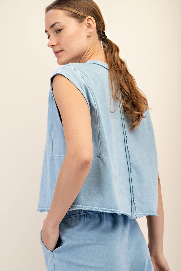Rae Mode Mineral Washed Cropped Sleeveless Top - Little Miss Muffin Children & Home