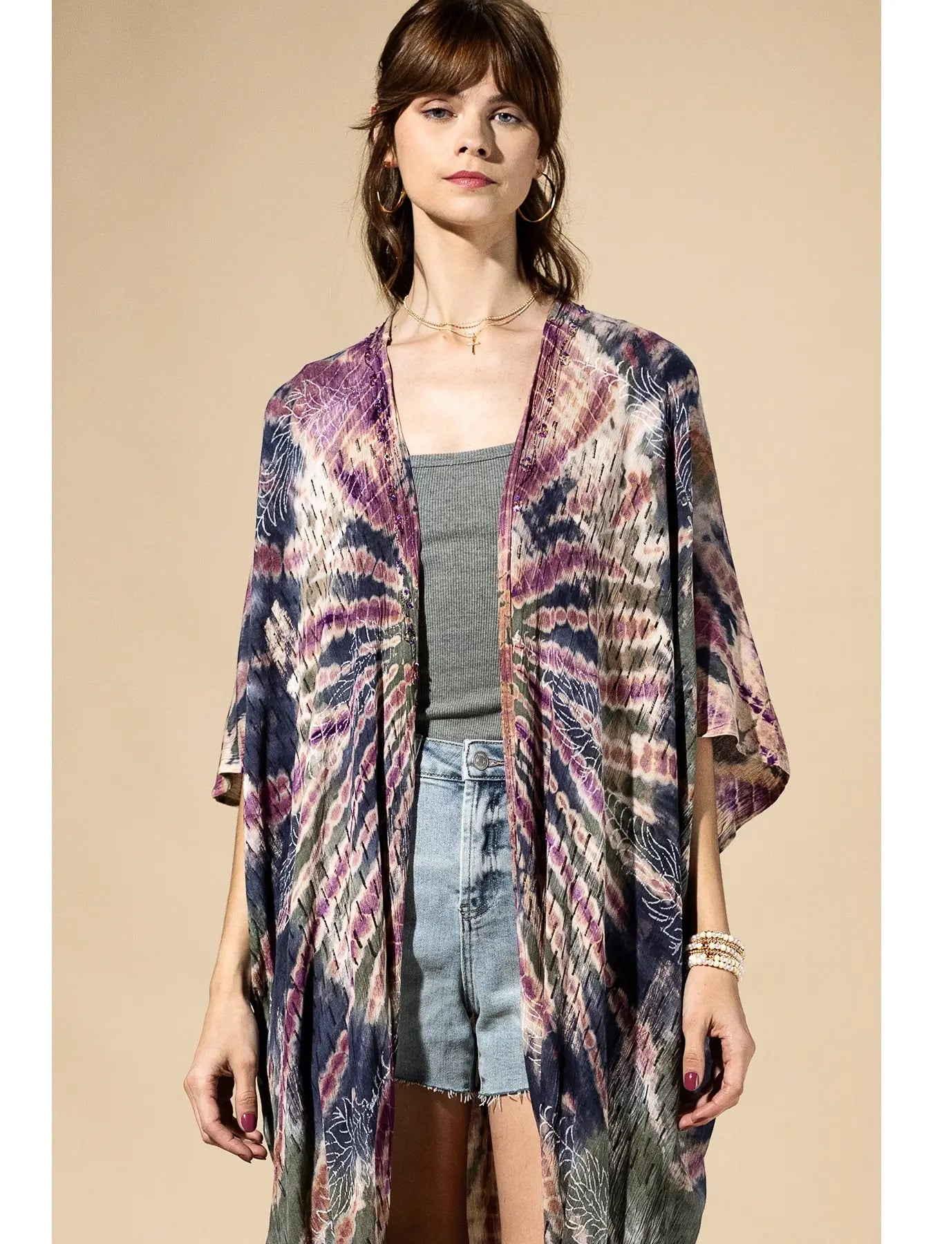 Midnight Moss Tie-Dye Kimono