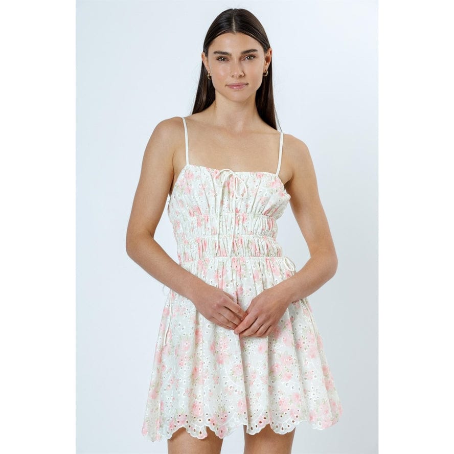 Storia Storia Cream Pink Floral Eyelet Lace Design Sundress - Little Miss Muffin Children & Home
