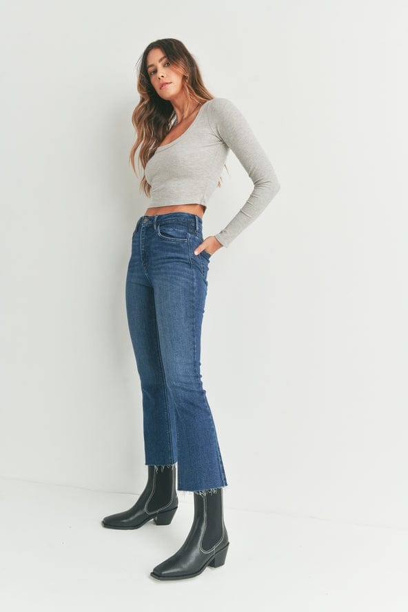Just Black Just Black Denim High Rise Crop Flare in Dark Denim - Little Miss Muffin Children & Home