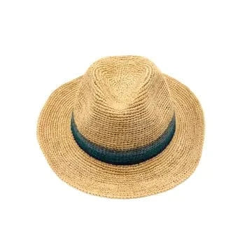 Shebobo Shebobo Turquoise & Blue Crochet Fedora Unisex Straw Hat - Little Miss Muffin Children & Home