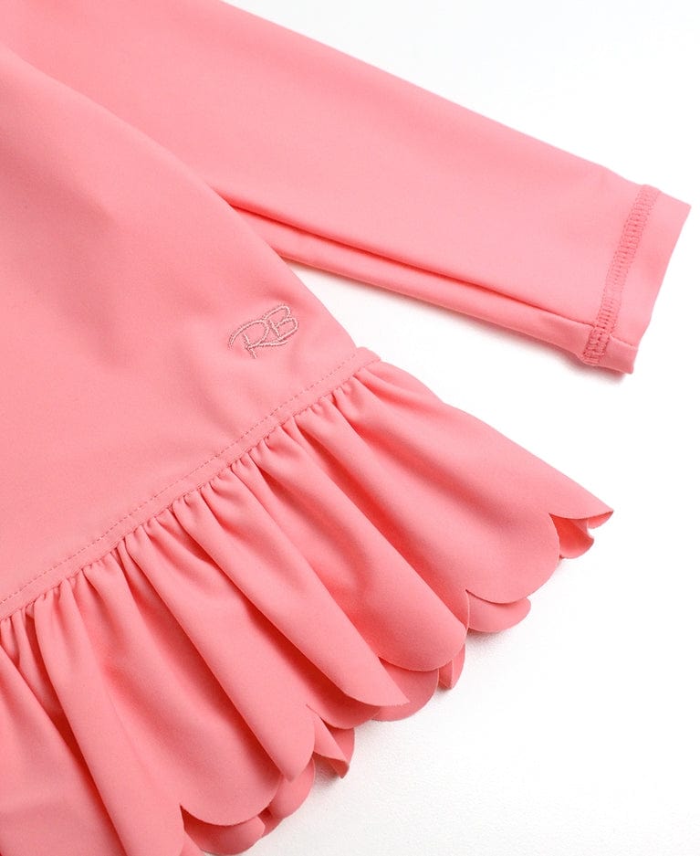 Ruffle Butts Ruffle Butts Bubblegum Pink Scalloped Hem Long Sleeve Rash Guard with Ruffle Bikini Bottoms - Little Miss Muffin Children & Home