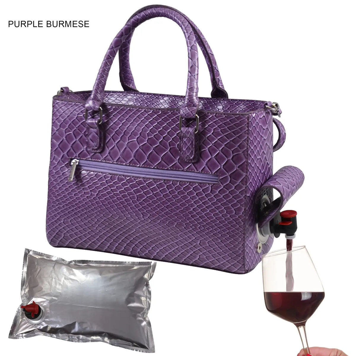 Primeware Purple Burmese Design Insulated Wine Dispenser Drink Purse - Little Miss Muffin Children & Home