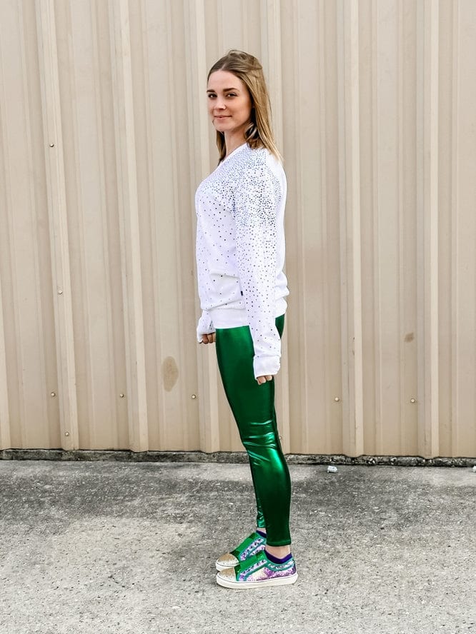 Mardi Gras Creations Mardi Gras Creations Sequin Explosion V-Neck Pullover - White - Little Miss Muffin Children & Home