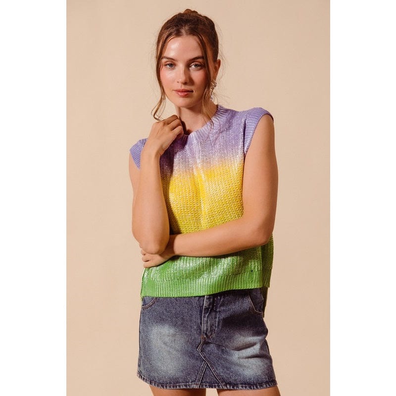 Ive Ive Metallic Ombre Mardi Gras Sleeveless Sweater - Little Miss Muffin Children & Home