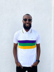 Mardi Gras Creations Mardi Gras Creations White Chest Stripe Adult Short Sleeve - Little Miss Muffin Children & Home