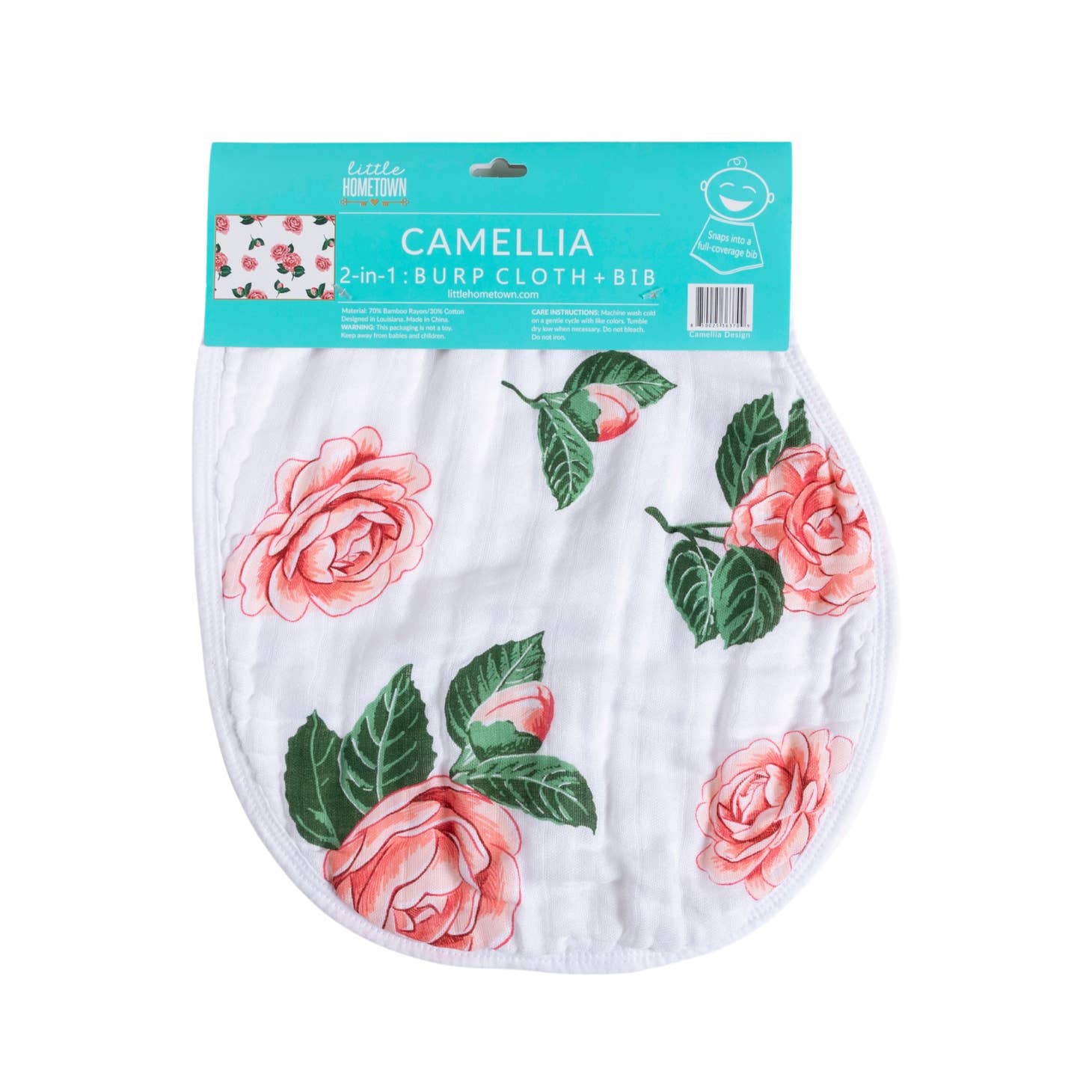 Little Hometown Little Hometown Camellia Baby 2-in-1 Burp Cloth and Bib - Little Miss Muffin Children & Home