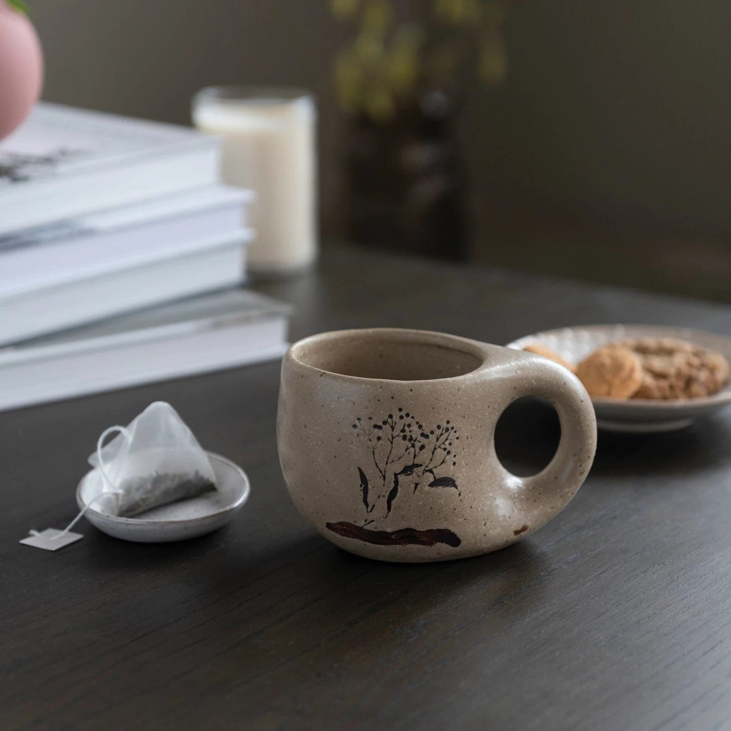Bloomingville Bloomingville Stoneware Mug with Wax Relief Floral Image - Little Miss Muffin Children & Home