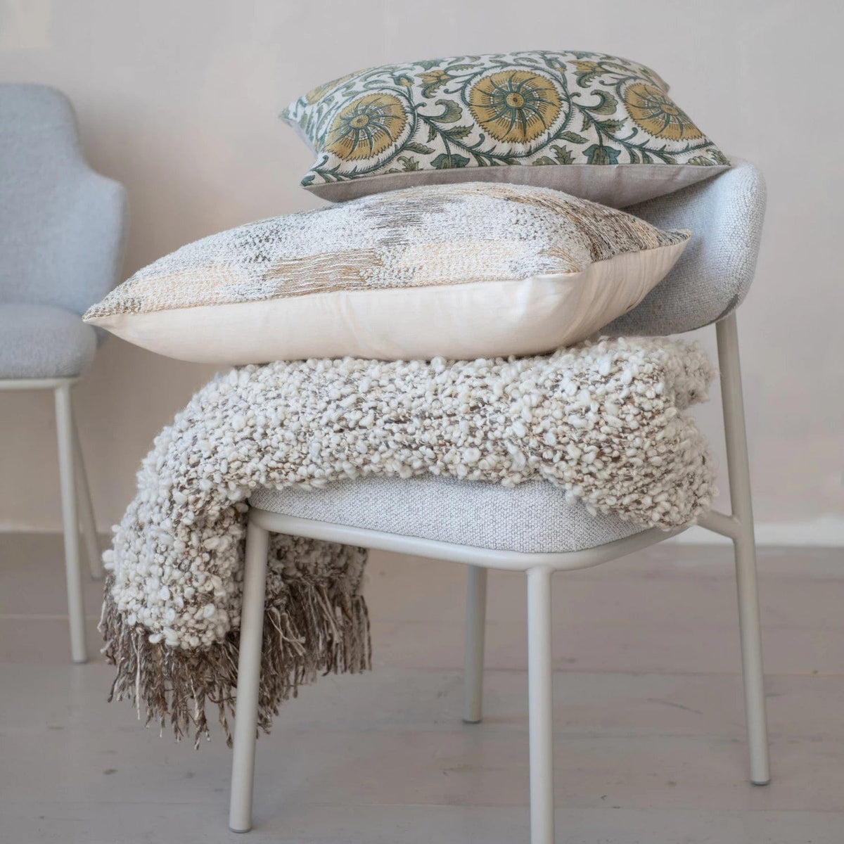 Bloomingville Bloomingville Woven New Zealand Wool Blend Shag Throw with Fringe - Little Miss Muffin Children & Home