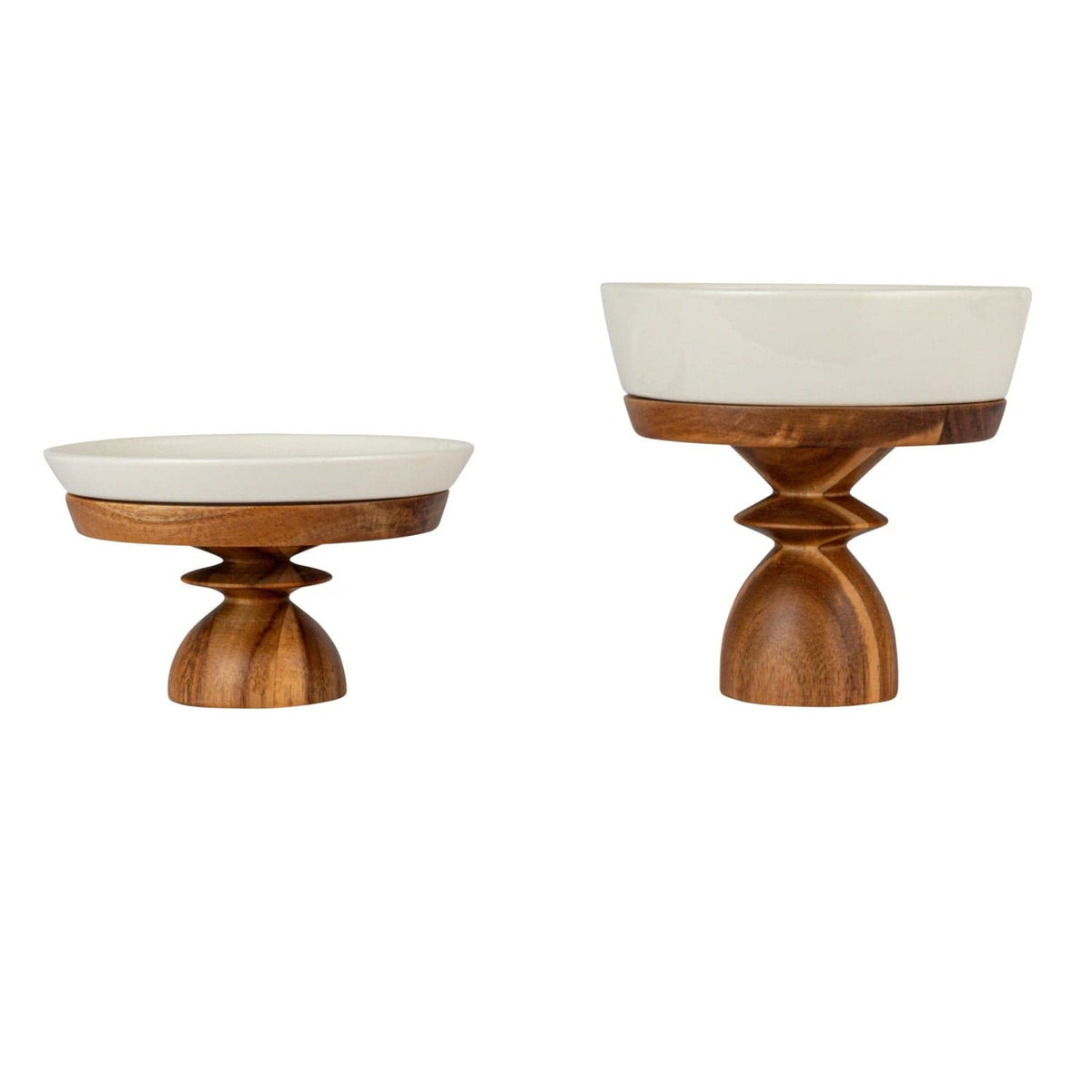 Bloomingville Bloomingville Stoneware Serving Dish on Acacia Wood Pedestal - Little Miss Muffin Children & Home