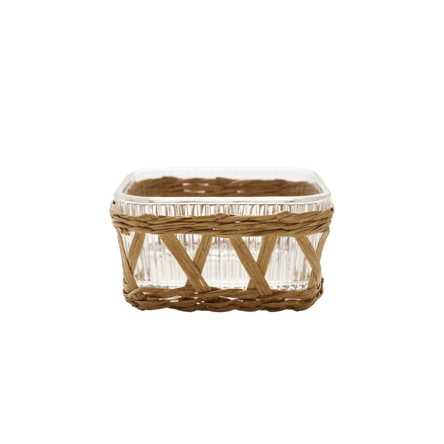 Bloomingville Glass Dish with Woven Natural Grass Sleeve - Little Miss Muffin Children & Home