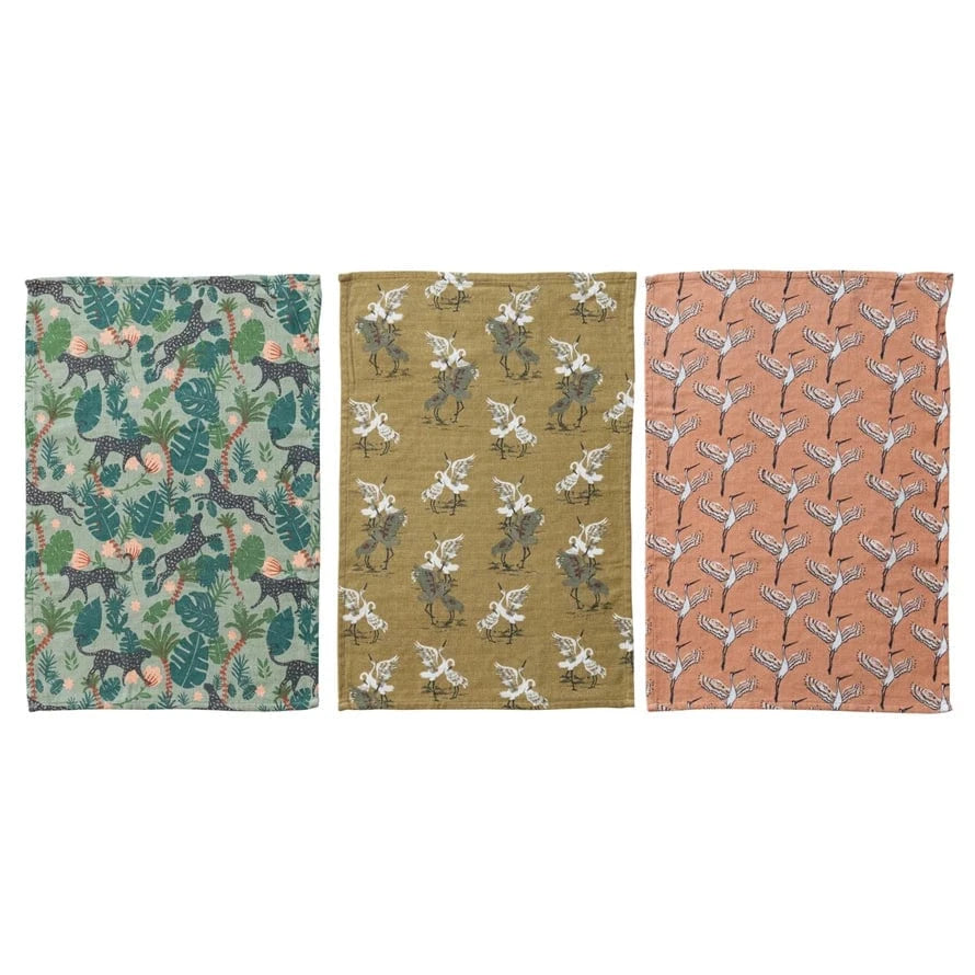 Bloomingville Cotton Double Cloth Kitchen Towel with Animal Pattern, 3 Styles Available - Little Miss Muffin Children & Home