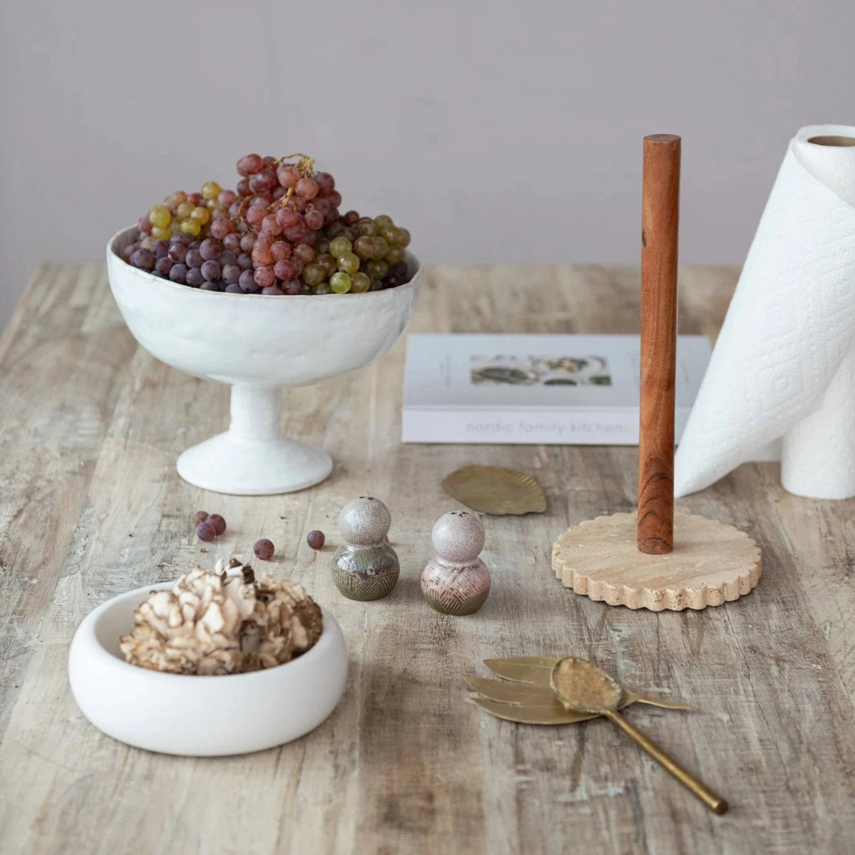 Bloomingville Stoneware Footed Bowl, Reactive Crackle Glaze (Each One Will Vary) - Little Miss Muffin Children & Home