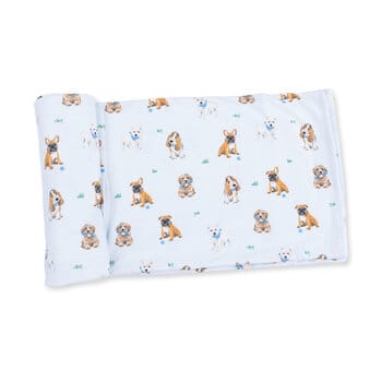 Bestie Dogs Blue Swaddle Blanket