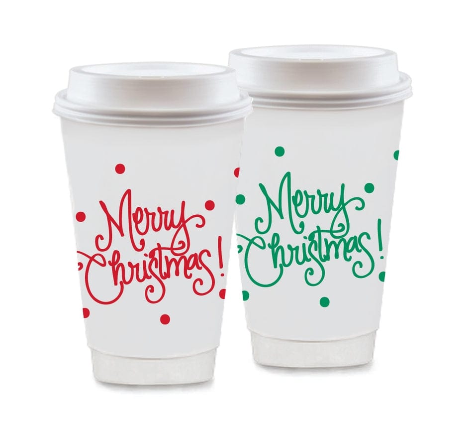 Natalie Chang Natalie Chang Merry Christmas with Polka Dots To-Go Coffee Cups, 5 Green & 5 Red - Little Miss Muffin Children & Home