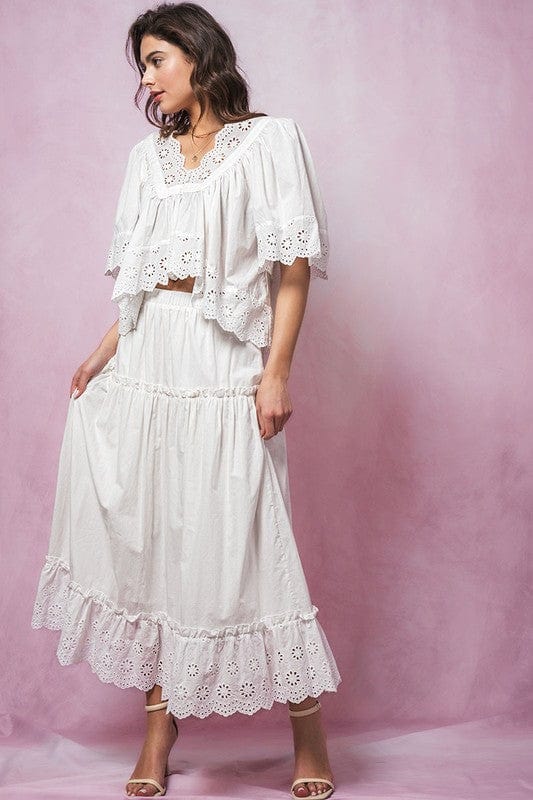 Fashion Week Flowing Hollow Laced Blouse in White - Little Miss Muffin Children & Home
