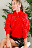 Vine & Love Vine & Love Sequin Embellishment Detail Mock Neck Knit Sweater - Little Miss Muffin Children & Home