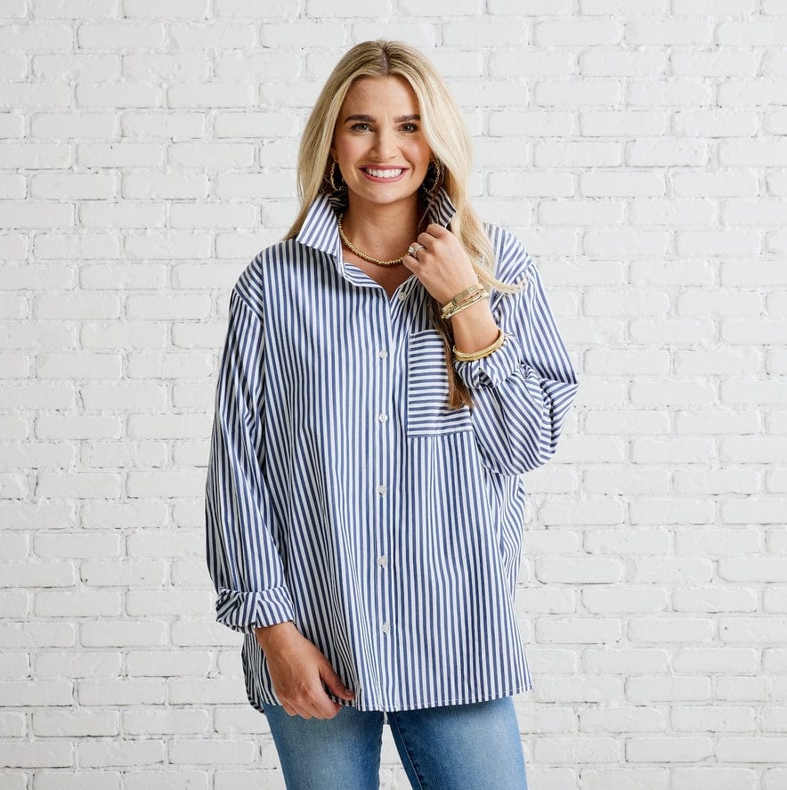Caryn Lawn Caryn Lawn Lawn Shirt Navy - Little Miss Muffin Children & Home