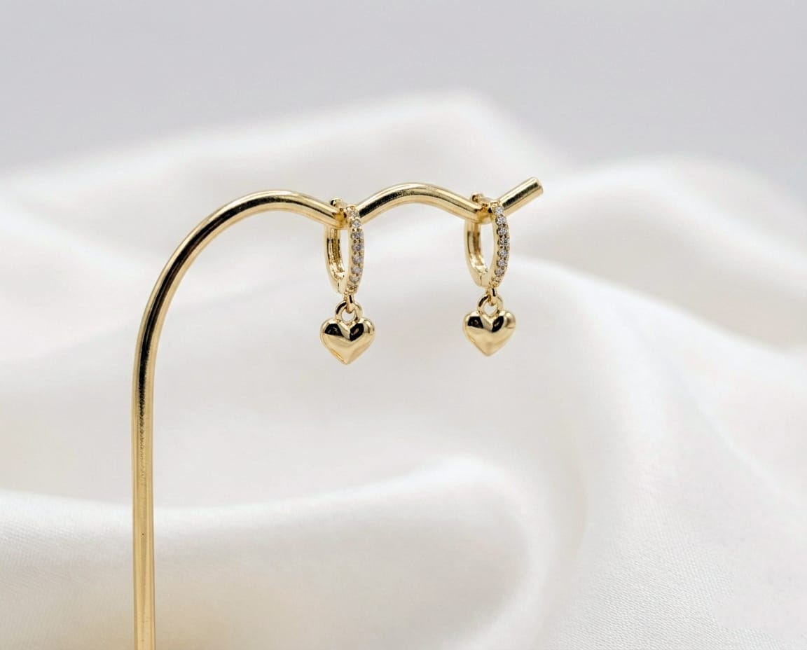 Cherished Moments Girls Heart Huggie Hoop Earrings in 14k Gold-Plated & Sterling Silver - Little Miss Muffin Children & Home