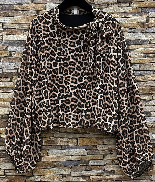 Loowie Loowie Leopard Print Bow Tie Neck Blouse - Little Miss Muffin Children & Home