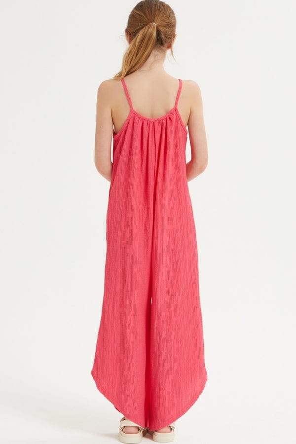 Good Girl Good Girl Asymmetrical Hem Crinkle Texture Jumpsuit Overall - Little Miss Muffin Children & Home