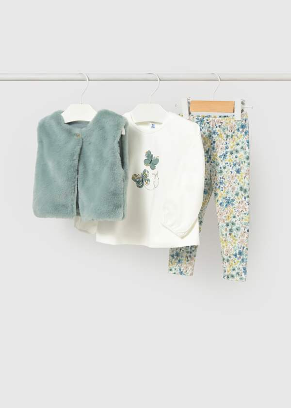 Mayoral Usa Inc 3-Piece Faux Fur Vest, Top & Leggings Set - Little Miss Muffin Children & Home