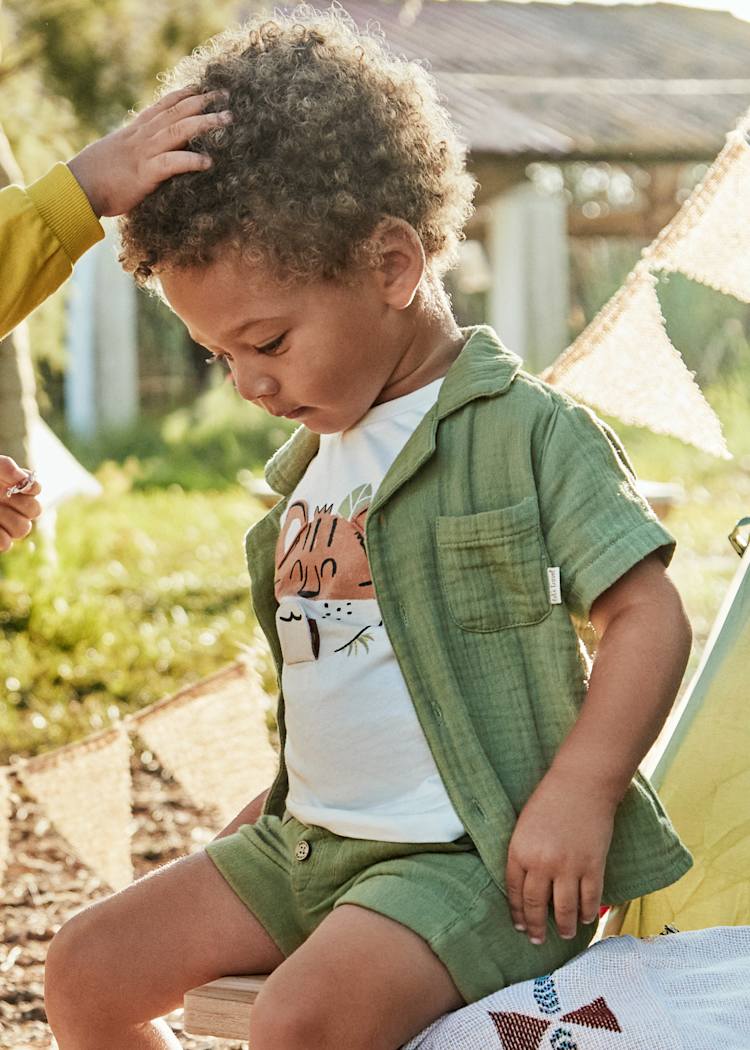 Mayoral Usa Inc Mayoral Bambula Button Up Shirt in Sage - Little Miss Muffin Children & Home