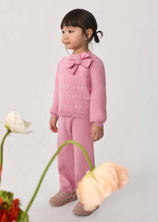 Abel & Lula Knit Sweater & Pants Set with Bow Detail - Little Miss Muffin Children & Home