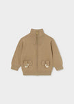 Knit Zip-Up Sweater with Puppy Pockets