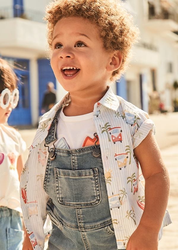 Mayoral Usa Inc Mayoral Short Sleeve Printed Button Down Shirt - Little Miss Muffin Children & Home