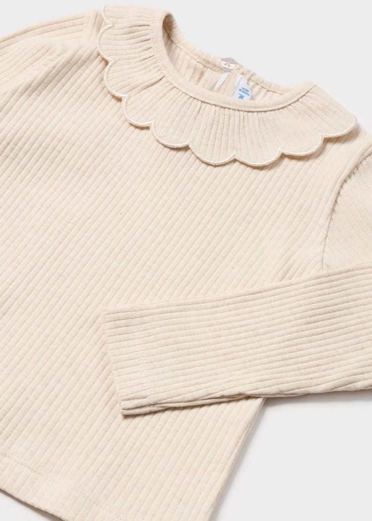 Mayoral Usa Inc Mayoral Ribbed Ruffle Neck Long Sleeve Top for Baby - Little Miss Muffin Children & Home