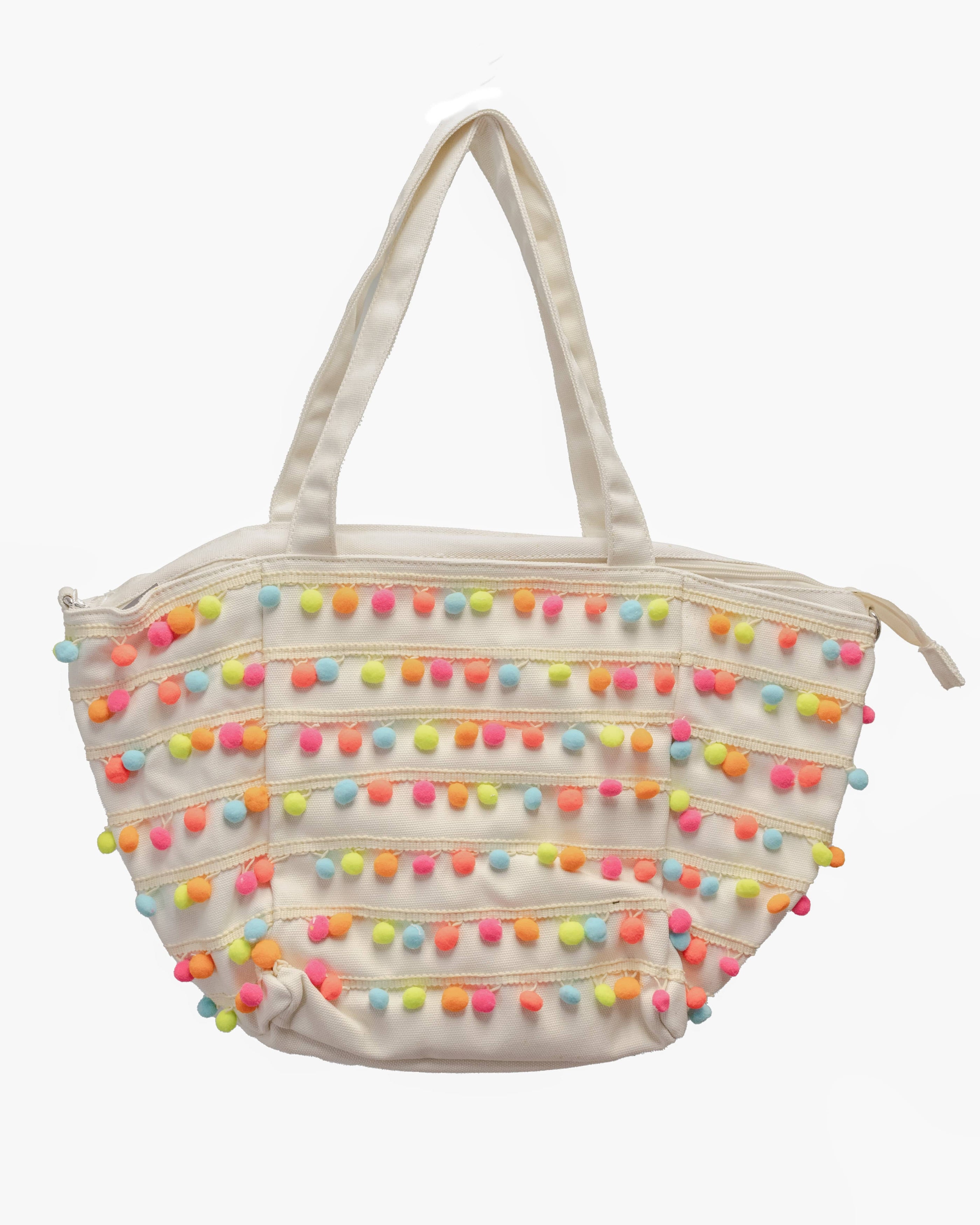 Pom Pom Beach Tote, 2 Colors Available