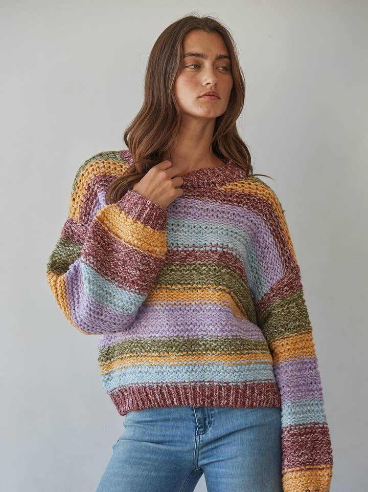 Multi Color Knit Pullover Sweater