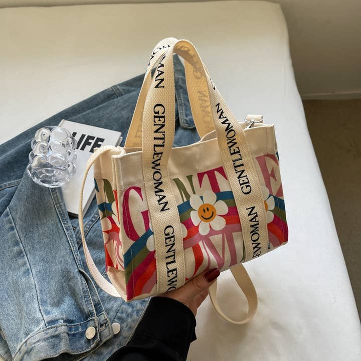 Accity Casual Printed Letter Canvas Bag - Little Miss Muffin Children & Home