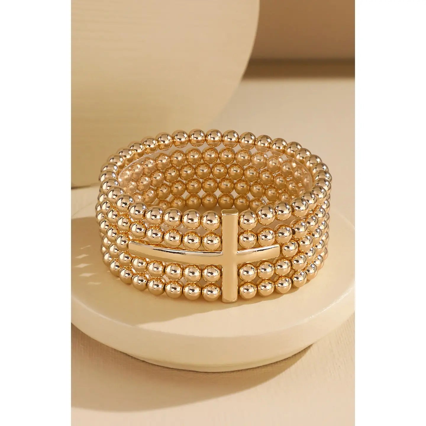 5-Layer Beaded Cross Stretch Bracelet