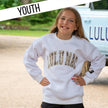 Kids' Lulu Mac White/Camo Embroidered Logo Sweatshirt by Girlie Girl Originals
