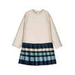 Mayoral Usa Inc Long Sleeve Dress with Striped, Pleated Skirt in Sand - Little Miss Muffin Children & Home