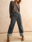 brown basic boat neck sweater