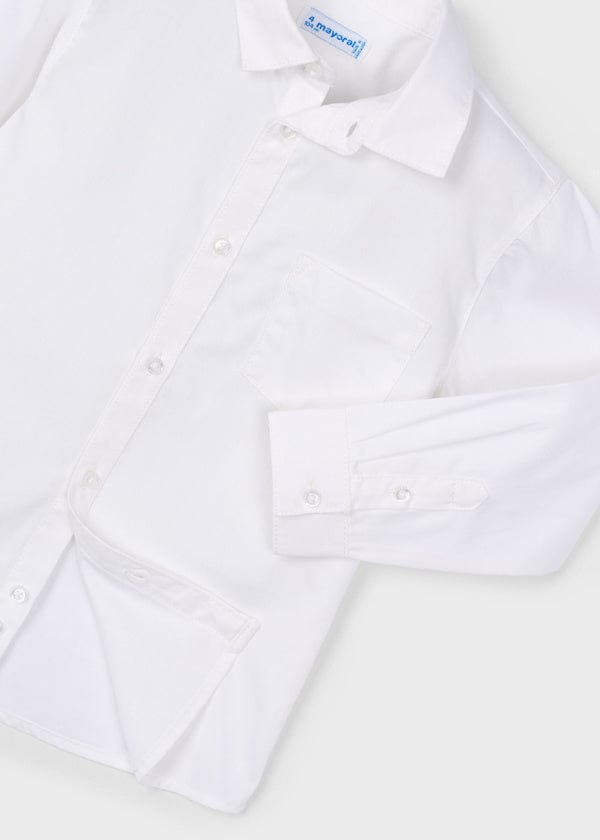 Mayoral Usa Inc Long Sleeve Button Up Shirt in White - Little Miss Muffin Children & Home
