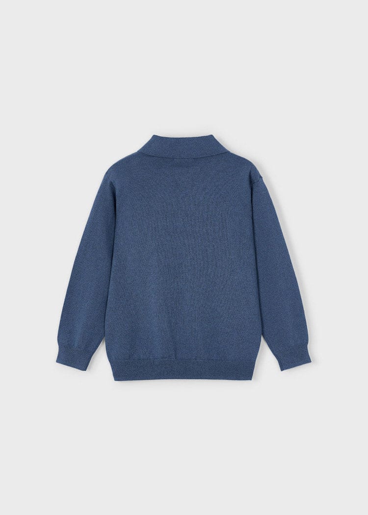 Mayoral Usa Inc Long Sleeve Knit Polo in Heather Steel - Little Miss Muffin Children & Home